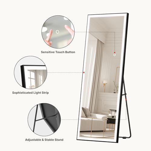 Kosmonia 71"x24" Full Length Mirror, Dimmable 3 Color LED Light - Image 4
