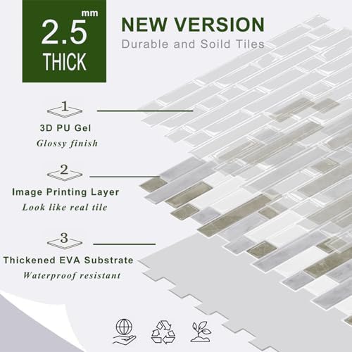 STICKGOO Peel and Stick Wall Tile Self-Adhesive Backsplash Thicker Design - Image 7