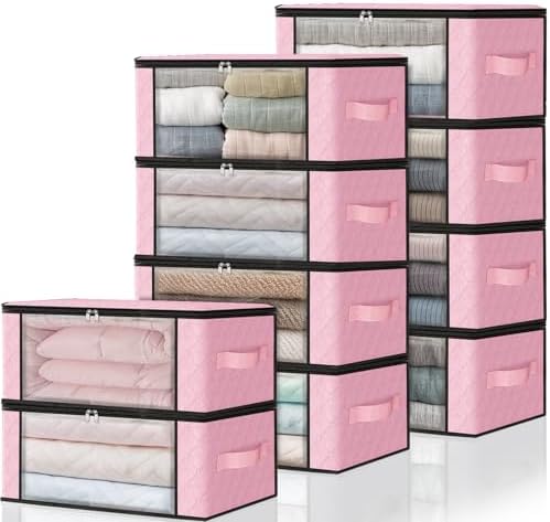 HomeHacks 10-Pack Clothes Organizer Storage Bags, 35L Storage Bins, Pink by HomeHacks