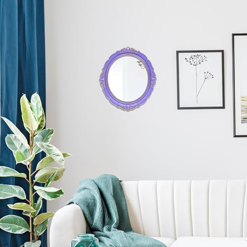 YCHMIR 14.8 x 13.1 inch Oval Wall Mirror Vintage Style (Purple) - Image 2