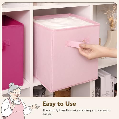 GRANNY SAYS 11 Inch Fabric Cube Storage Bins, Pink Gradient, 8-Pack - Image 5