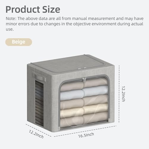 FHSQX 2 Pack Clothes Storage Bins, Light Gray, 16.5x12.2x12.2 Inch - Image 4