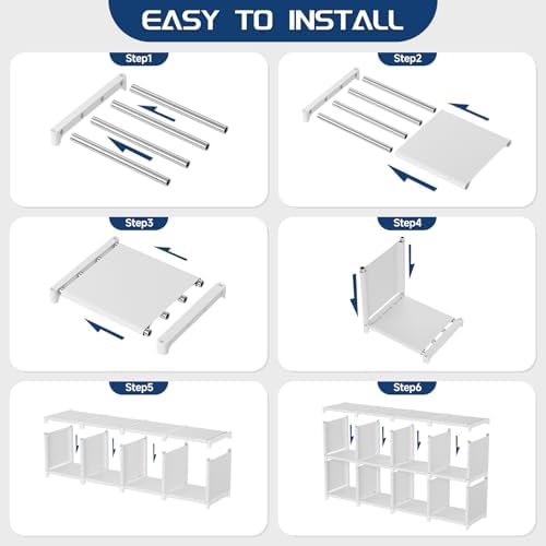 Mavivegue 16 Cube Storage Organizer Book Shelf, Metal Cube Bookshelf, DIY Bookcase, Tall Book Case for Bedroom, Living Room, Office - White - Image 5