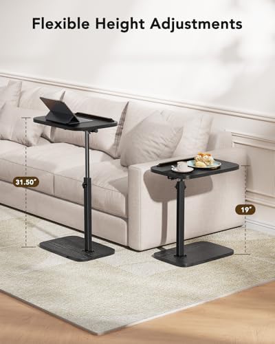 HUANUO TV Tray with Height Adjustment, 360° Swivel, 90° Tilt, Black - Image 5