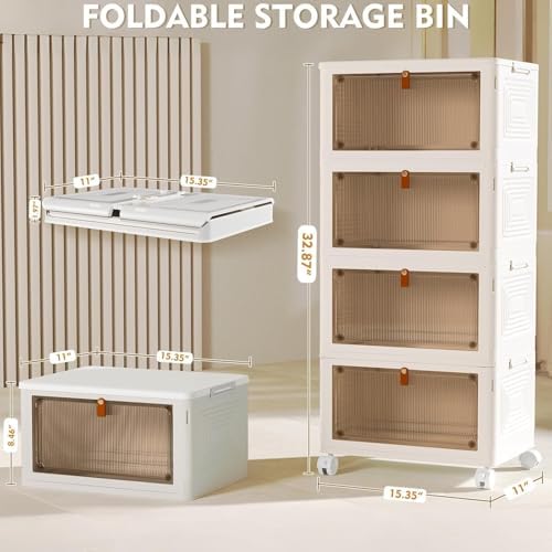 YFXCVSL 4 Tier Plastic Storage Bins with Lid 23QT, Stackable Storage Bins - Image 2