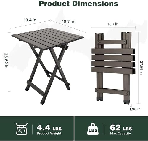 SUNNYFEEL Folding Camping Table - Lightweight Aluminum Portable Picnic Table for Cooking, Beach, Hiking, Travel, Fishing, BBQ, Indoor Outdoor Small Foldable Camp Tables - Image 3