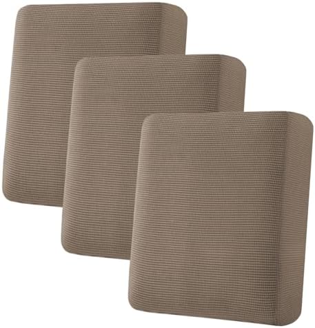 H.VERSAILTEX Super Stretch Individual Seat Cushion Covers Sofa Covers Couch Slipcover Sets Thick Jacquard Textured Twill Fabric (3 Piece Sofa Cushion Covers, Macchiato) by HVERSAILTEX
