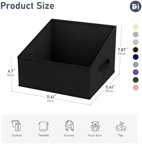 DIMJ Closet Storage Bins 8 Pack - Fabric Trapezoid Closet Organizer Bin, Foldable Storage Baskets for Shelves, Closet Shelf Organizer, Clothing Storage Box for Toys, Books, Towel, Clothes, Black - Image 2