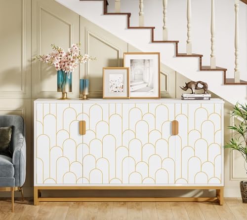 Yasinet Peel and Stick Wallpaper White and Gold Wallpaper Geometric Contact Paper Modern Stripe White Gold Removable Self Adhesive Wall Paper Decorative Wall Bedroom Vinyl Film 17.3''x118'' - Image 6