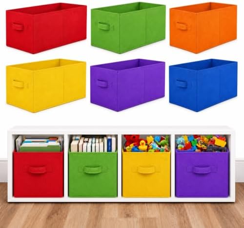 Yinder 6 Pcs Cube Storage Bin, Rainbow Colored 14''x10''x8'' Storage Cubes by Yinder
