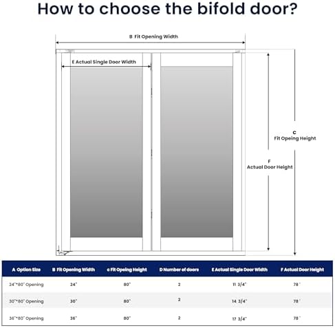 Bifold Doors 24 x 80, Bifold Mirror Closet Doors with Hardware Kit - Image 3