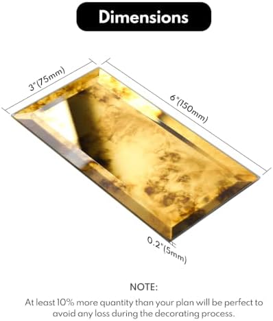Lovdeco Peel & Stick Gold Antique Mirror Tile 3x6 Inch Beveled (40 Pcs) - Image 2