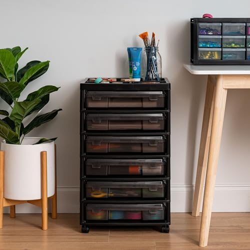 IRIS USA Rolling Cart with Drawers |Made in USA| 6-Tier Cases - Black/Gray - Image 3