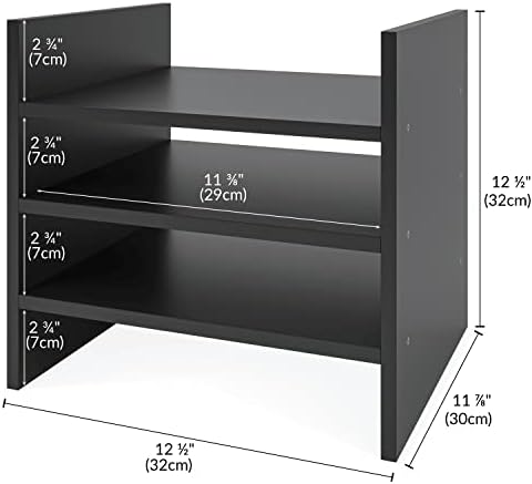 Ballucci 4-Tier Paper Sorter and File Organizer for Desk, Wood Mail Sorter, Fits into IKEA Kallax and ClosetMaid Cube Storage Shelves, Paper Tray, Mail Holder Stand for Classroom, Office, Black - Image 3