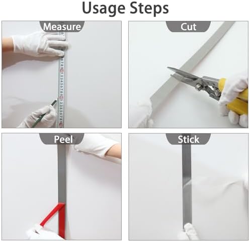 Coengwui Peel and Stick Metal Molding Trim, Self-Adhesive Stainless Steel for Wall, Fireplace, Mirror Edging and Craft Decoration (Brushed Silver, 20ft x 0.6in) - Image 4