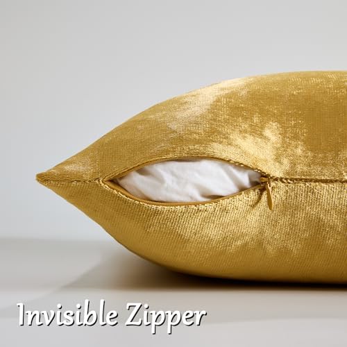 GIGIZAZA Gold Velvet Pillow Covers 12x20 Decorative Pillows Pack of 2 - Image 4