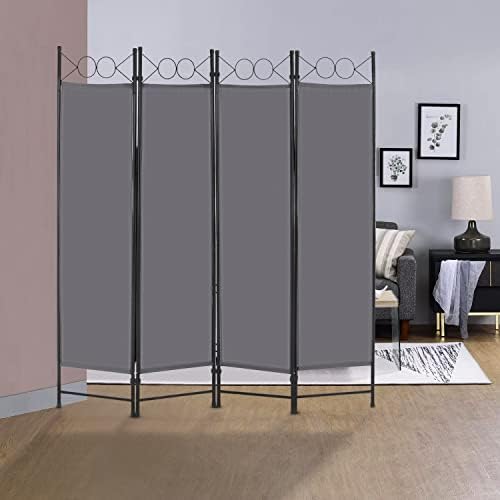 FDW 4-Panel Folding Room Divider | 6ft, Gray | Light & Portable - Image 6