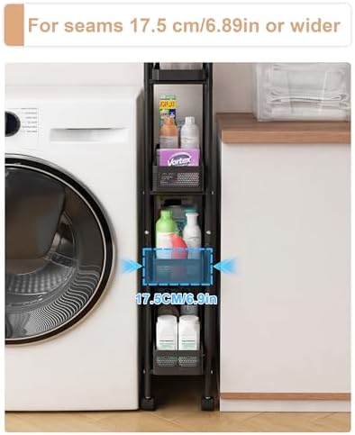 UMDONX 4-Tier Narrow Mobile Storage Cart with Pull-Out Baskets - Image 5