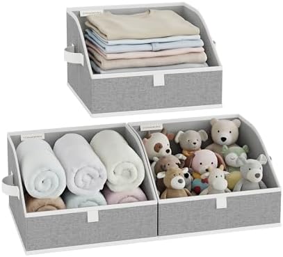 StorageWorks Closet Storage Bins Trapezoid, 3-Pack, Small, Gray by StorageWorks