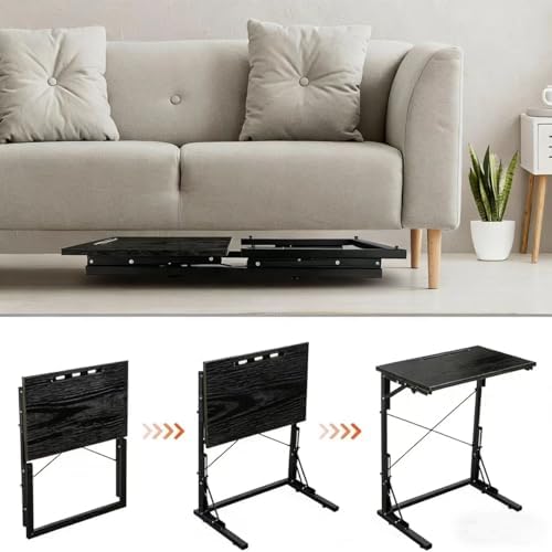 24 inch Foldable TV Tray Table, Foldable Portable C-Shaped Sofa end Table, Oversized Sofa Side Laptop Desk, Suitable for Living Room and Bedroom (2, Black) - Image 6