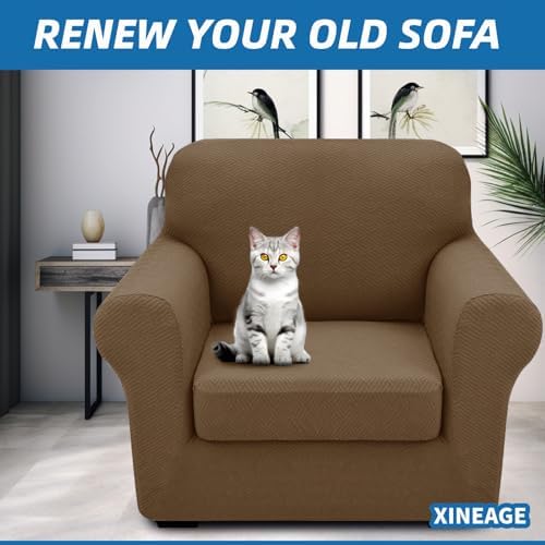 XINEAGE 2-Piece Stretch Armchair Sofa Cover, Washable Couch Covers for Dog - Image 4