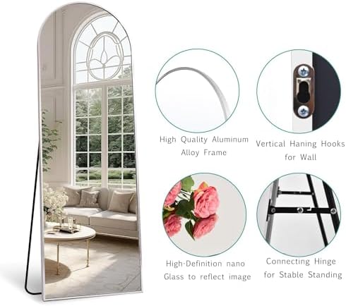 70''x26'' Full Length Mirror, Large Arched Floor Mirror with Stand, Oversized Wall Mirror, Full Body Mirrors Standing Leaning for Living Room, Bedroom (White) - Image 5