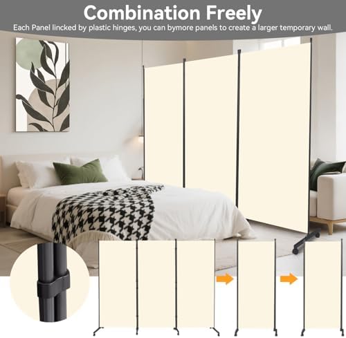 Folding Room Divider W/Wheels,Heavy Duty Base Privacy Screen Separator - Image 5