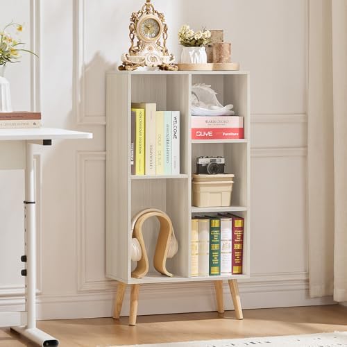 LEYAOYAO 5 Cube Bookshelf,Mid-Century Modern Bookcase with Legs,Light Grey by LEYAOYAO-Findtheshiningpointofyourideallife%EF%BC%81