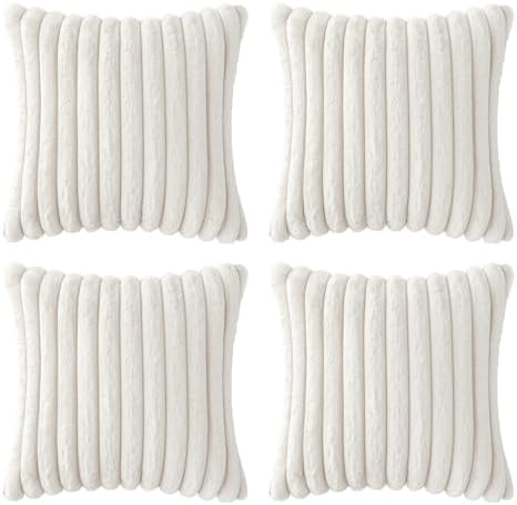 MIULEE Faux Fur Plush Decorative Throw Pillow Covers 20x20, Pure White - Image 7