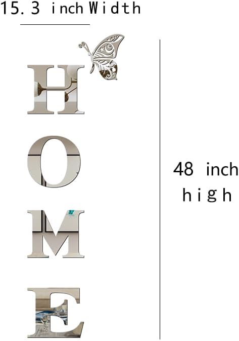 Home Wall Decor Letter Signs Acrylic Mirror Wall Stickers Decorations for Living Room Bedroom Home Decor Wall Decals (Silver, 47.2 X 15.3IN) - Image 2