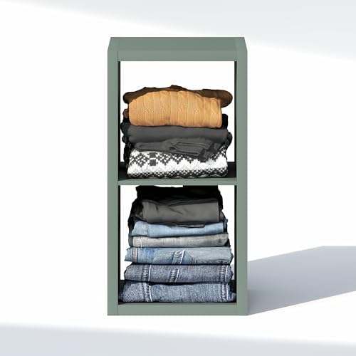 Furinno Cubic Extra Thick 2-Cube Closet Organizers and Storage, Sage Green - Image 7