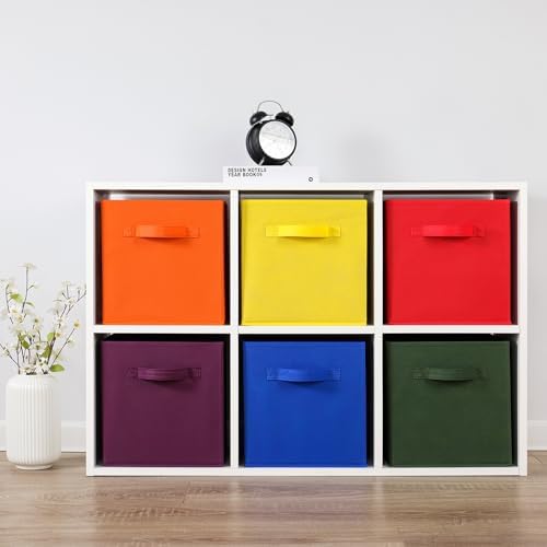 Stero Fabric Storage Bins 6 Pack Fun Colored Durable Storage Cubes with Fabric Handles Foldable Cube Baskets for Home, Kids Room, Closet and Toys Organization Multi Colors-2 - Image 6
