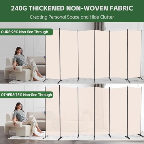 6 Panel Folding Room Divider, Sturdy Frame Freestanding Wall Divider - Image 3