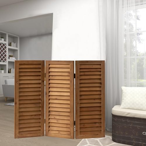 SOFE Short Privacy Screen, 2.6 Ft Shutters Folding Room Dividers 3 Panel by SOFE