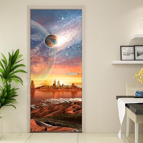 3D Door Stickers Murals Peel and Stick Removable Decals Wallpaper for Home Office Bedroom Living Room Wall Decoration 30.3"W x 78.7"H, SP-F24021 by KACOLOR