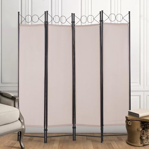 FDW 4-Panel Folding Room Divider | 6ft, Tan | Light & Portable - Image 2