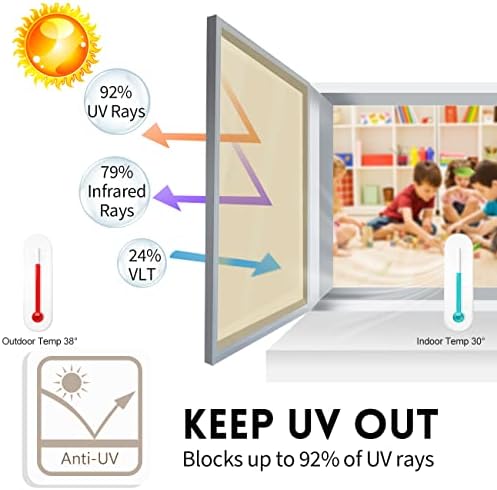 KESPEN Window Privacy Film One Way Static Cling Tint, Gold, 35.4InX8.2Ft - Image 4