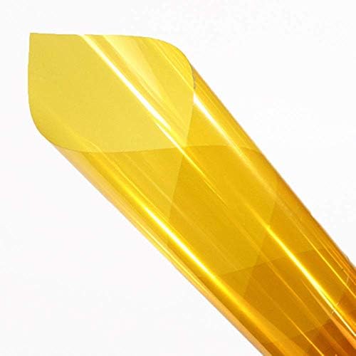 Transparent Decorative Window Film Anti UV Colorful Adhesive Vinyl Heat Insulation Solar Window Tinting Sheets Glass Film for Christmas Home Decoration, 35.4Inch x 10Feet, Yellow - Image 2
