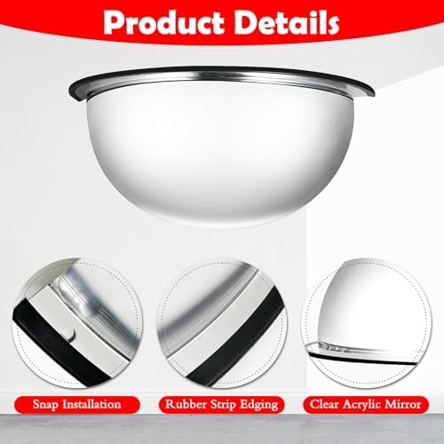 2 Pcs Acrylic Half Dome Blindspot Mirror - 18" Diameter Safety Convex Mirror for Wall, Ceiling, Driveway, Outdoor, Hallway, Warehouse, Office - Image 3