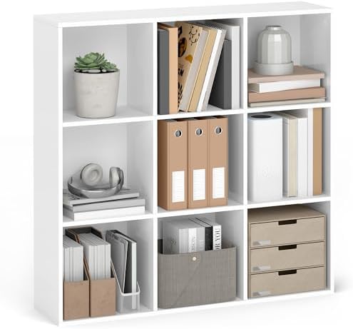 VASAGLE Bookshelf, 9 Cubes Storage Organizer, 38.6 x 9.4 x 38.6 Inches by Unknown