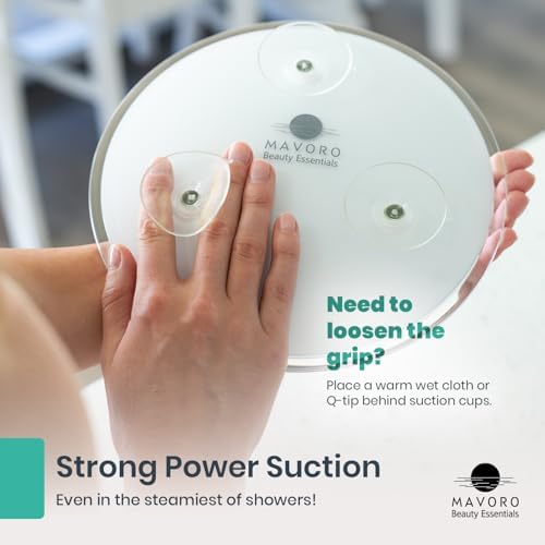 Mavoro 9" Acrylic Shower Mirror | 3 Suction Cups | Non-Magnified | Clear - Image 5