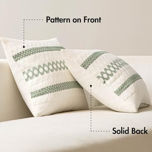 MIULEE Set of 2 Sage Green Boho Decorative Lumbar Pillow Covers 12x20 Inch - Image 6
