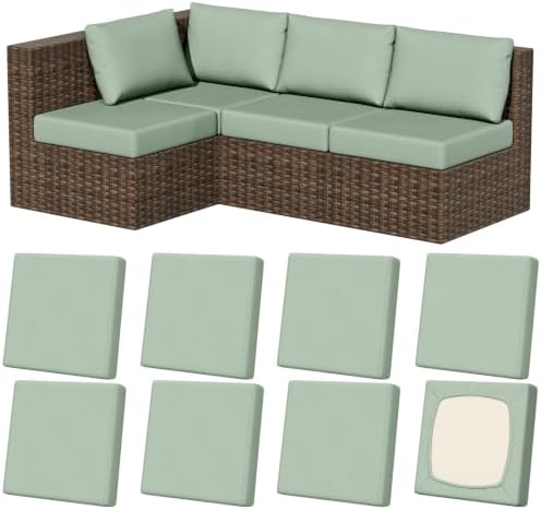 8Pcs Outdoor Cushion Covers, Stretch Patio Furniture Couch Chair Slipcovers by VORSHAPE