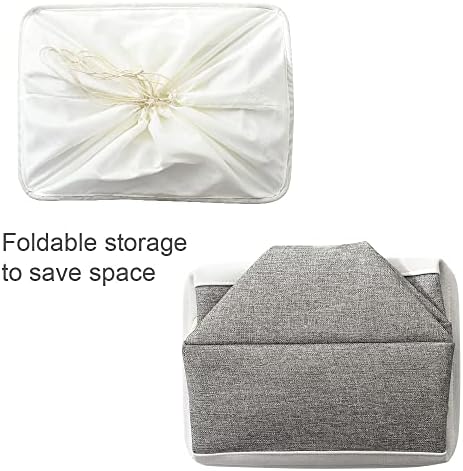 TheWarmHome Storage Baskets for Organizing, X Large - 3 Pack 17.7L×13.8W×9.8H in Foldable Storage Bins for Shelves, Fabric Storage Box for Closet Nursery Toy Gift (White & Grey) - Image 7