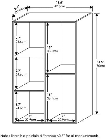 Furinno LUDER Book Shelf, 5-Cube Bookshelf, Reversible Bookcase, 9.4 x 19.5 x 31.5, Easy Assembly, for Living Room, Bedroom, Home Office, White/Pink - Image 3