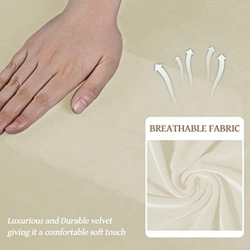 WEERRW Velvet Stretch 3 Pieces Couch Cover for Sofa Washable, Ivory - Image 4