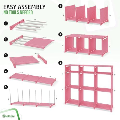 Cube Storage Organizer with Storage Bins Included - The Perfect Closet Organizers and Storage Solution. Includes 9 Storage Cubes, Great For Toy Storage, Closet Storage, Clothes Storage (Pink) - Image 4