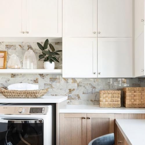STICKGOO 10-Sheet Backsplash Peel and Stick Subway Tile(Thicker Design, Glossy Pandora Marble) - Image 5