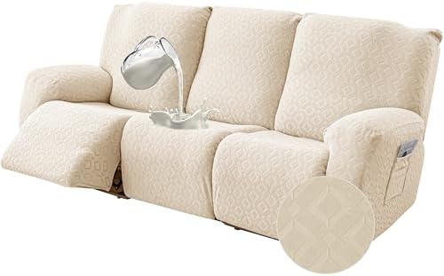 Gennia Waterproof Recliner Sofa Cover,3 Seat Couch Cover,Beige by Genina
