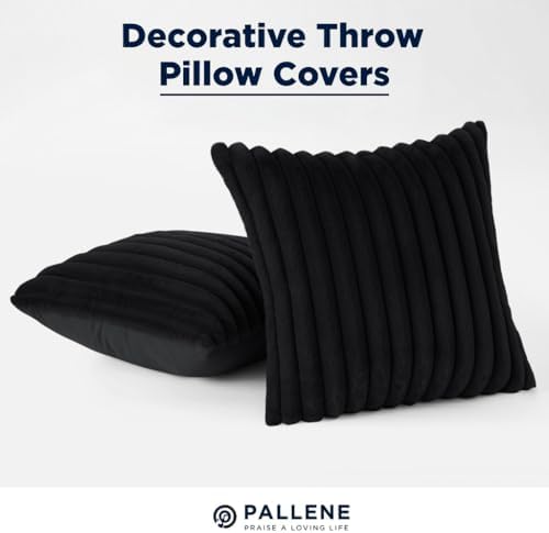 Pallene Faux Fur Decorative Throw Pillow Covers 20x20 Set of 2, Black - Image 6